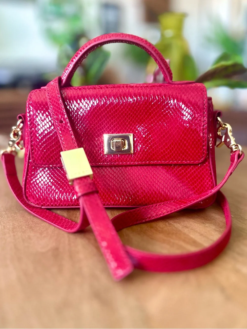 J.Crew Snakeskin Embossed Goat Leather Top Handle Crossbody Bag